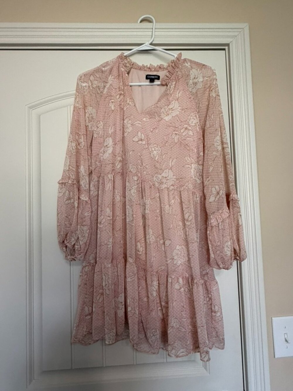 Express Long Sleeve Flowy Light Pink Dress